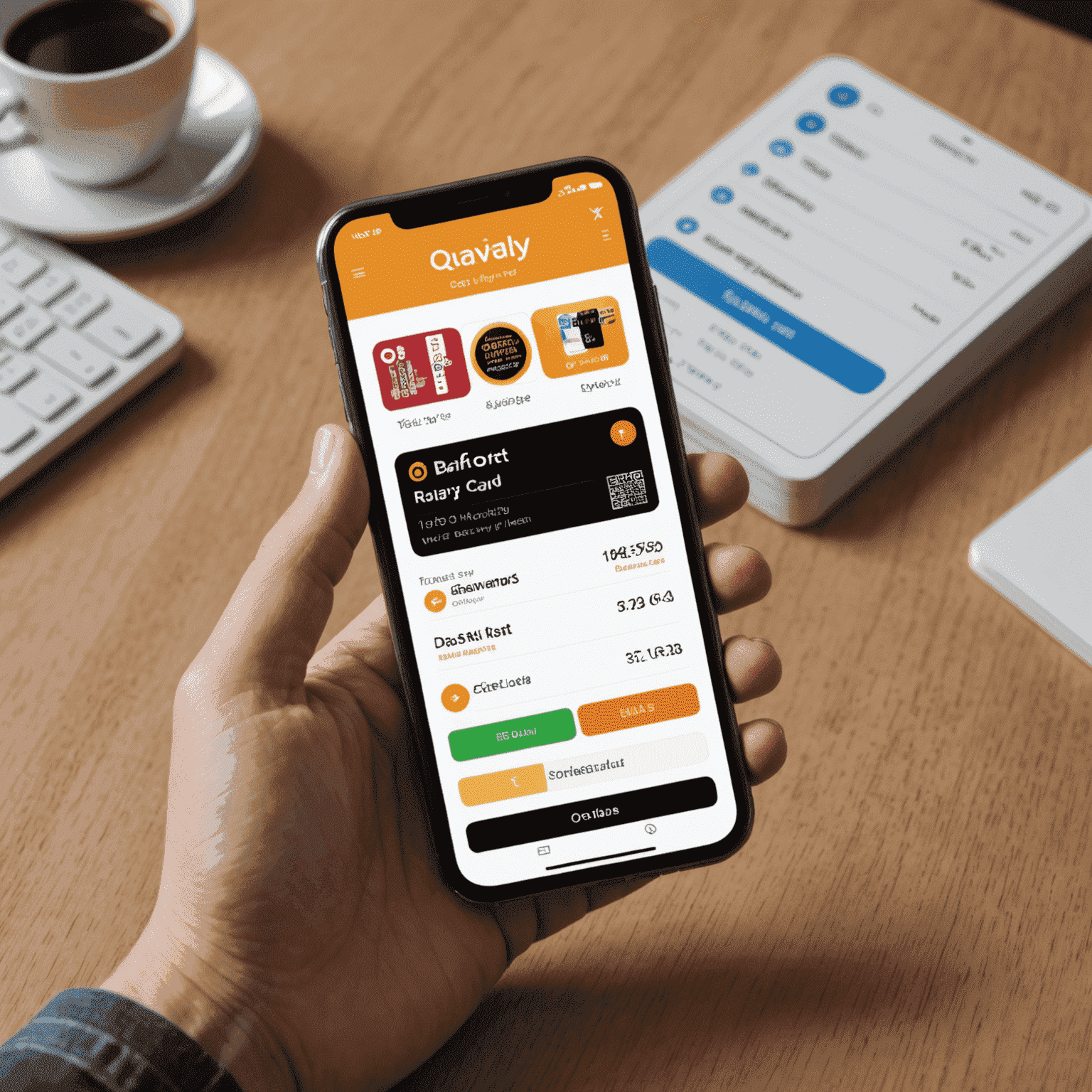 A smartphone displaying a loyalty card app with points and rewards